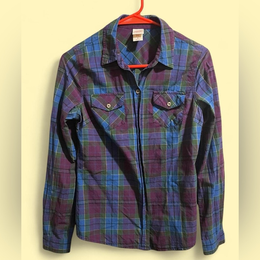 Mossimo Supply Co. Purple and Blue Plaid Shirt